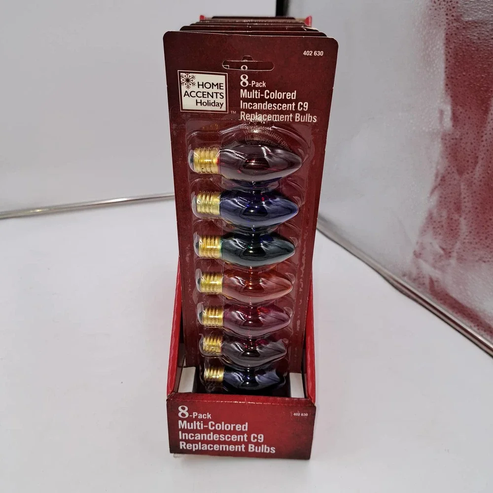 Home Accents Holiday 8 pk. Multi-colored Incandescent C9 replacement bulbs case